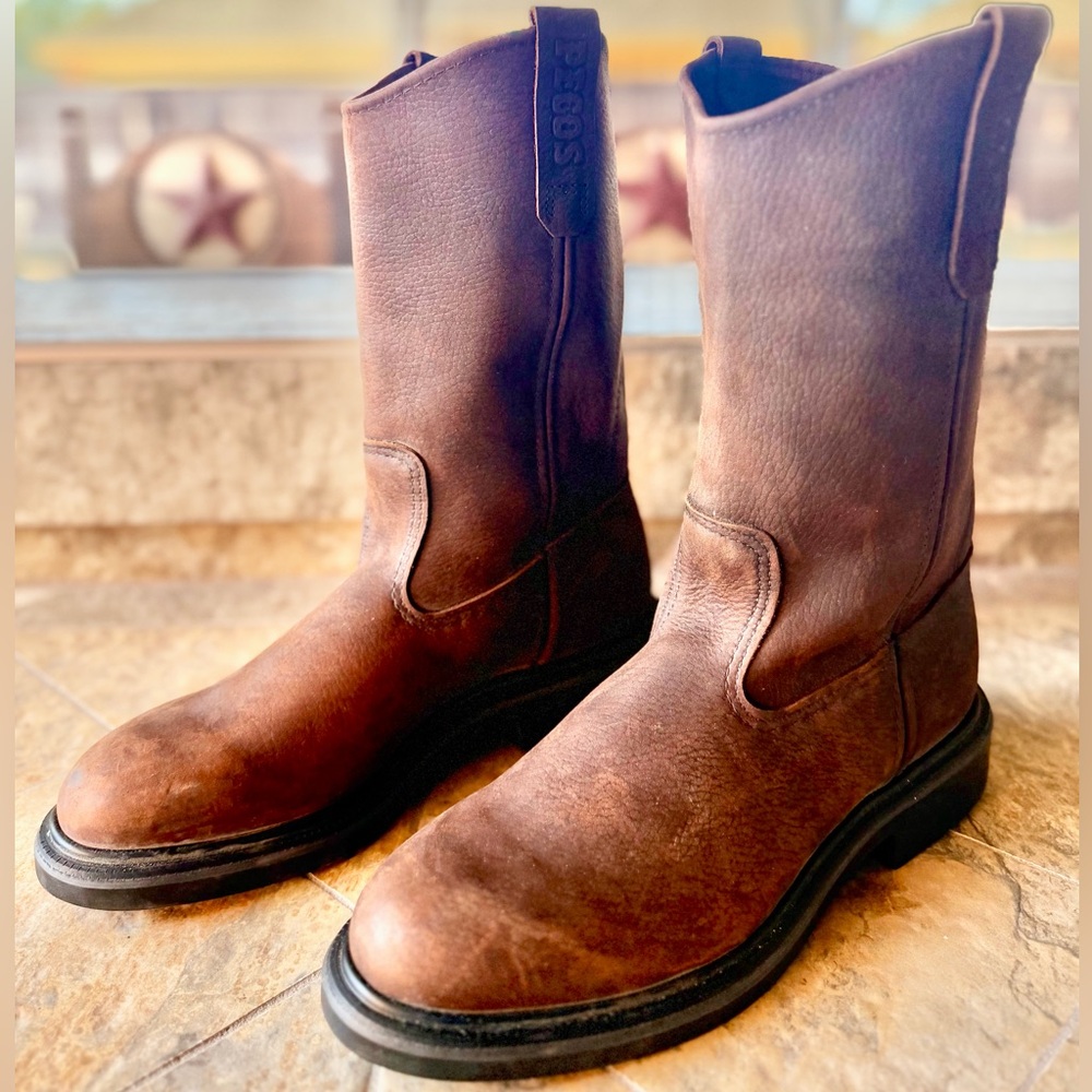 Red Wing 1159 Pecos Boots 7.5 D Brown Leather Pull On EH USA Made New With Tags